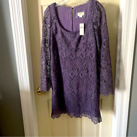 Anthropologie Maeve Lace Mini Dress Lavender - Picture 3 of 7